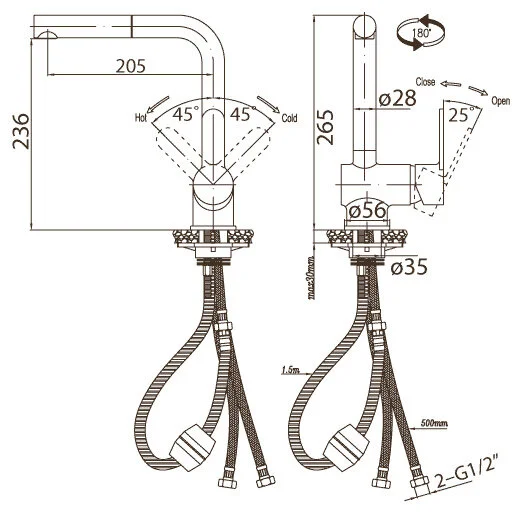 Смеситель для кухни BelBagno Tanaro хром TAN-LADM-CRM (детальная фотография), для кухни