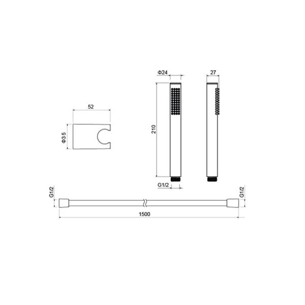 Душевой комплект Акватек Европа хром AQ2034CR (детальная фотография), душевые комплекты, наборы