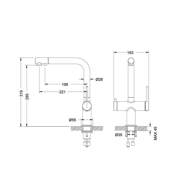 Смеситель для кухни Акватек Европа хром AQ1385CR (детальная фотография), для кухни