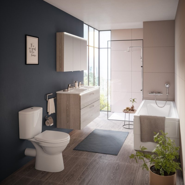 Унитаз компакт Vitra Norm Fit с горизонтальным выпуском 9844B099-7203 (детальная фотография), недорогие, сиденье с микролифтом , c функцией биде, компакт, низкие