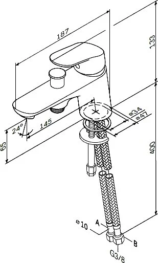 Смеситель для ванны AM.PM Like для установки на борт ванны хром F8010232 (детальная фотография), для ванны