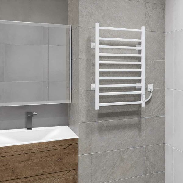 Полотенцесушитель электрический Vincea 80х53 матовый белый VTD-1LWE (детальная фотография), белыe