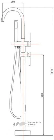 Смеситель для ванны Timo Saona черный 2300/03Y-CR (детальная фотография), для ванны