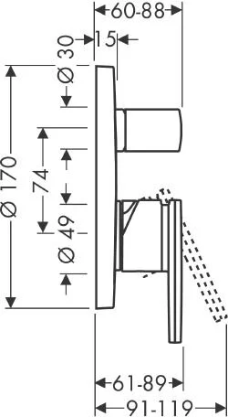 Смеситель для ванны Axor Citterio 39455000 (детальная фотография), для ванны