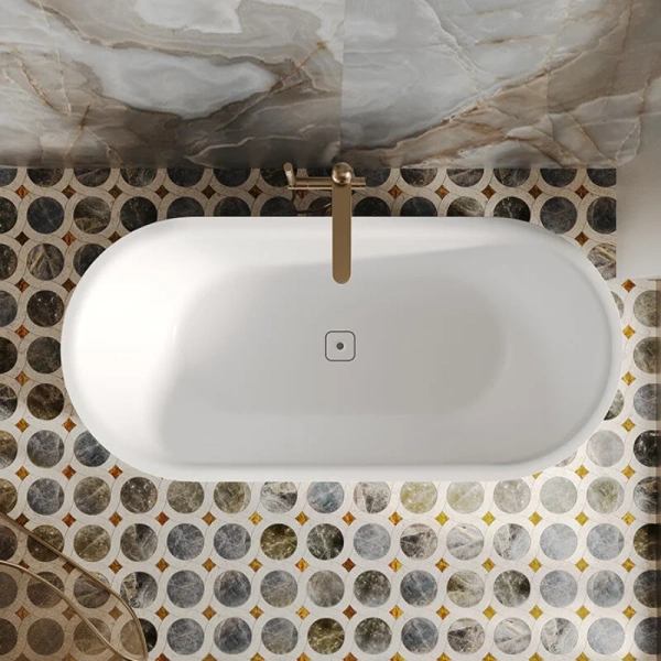 Ванна из искусственного камня Salini Perla 1049201M, 170 х 80 см, белый матовый (детальная фотография), 170 см