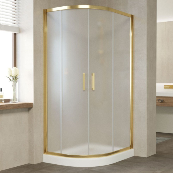 Душевой уголок профиль золотой стекло сатин Vegas-glass ZS-F 90*80 09 10 (детальная фотография)