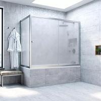 Душевая шторка на ванную профиль матовый хром стекло сатин Vegas-glass