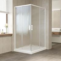 Душевой уголок профиль белый стекло шиншилла Vegas-glass