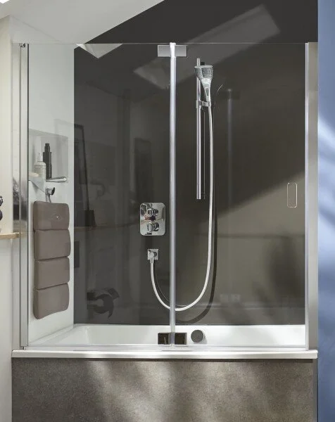 Шторка для ванны Jacob Delafon Capsule 120х140 серый блестящий E6D126-GA (детальная фотография), современные, hi-tech