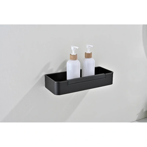 Полочка для ванной Акватек черный матовый AQ4966MB (детальная фотография), современные, hi-tech index_1