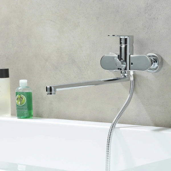 Смеситель для ванны Акватек Ника хром AQ1842CR (детальная фотография), настенные