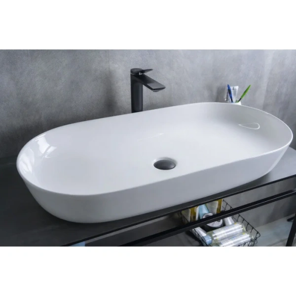 Раковина GID Lago N9348 81 см белая 51200 (детальная фотография), современные, hi-tech