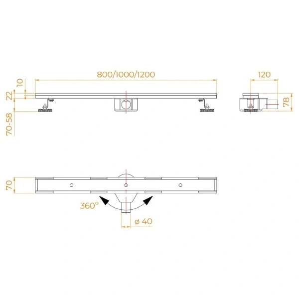 Душевой лоток RGW SDR 120 см прямоугольный 21210812-011 (детальная фотография), душевой лоток