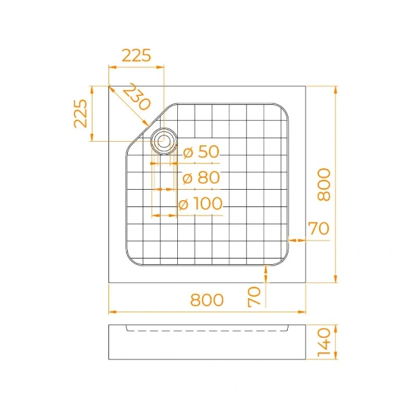 Душевой поддон RGW SMC 80x80 см белый 57350188-01 (детальная фотография), низкие до 15 см