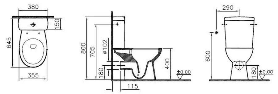 Унитаз компакт VitrA S10 безободковый 9822B003-7204 (детальная фотография), современные, hi-tech, круглые