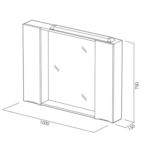 Зеркальный шкаф с подсветкой BelBagno Marino 100 см с двумя распашными дверцами MARINO-SPC-1000/750-2A-BL-P (детальная фотография), в наличии