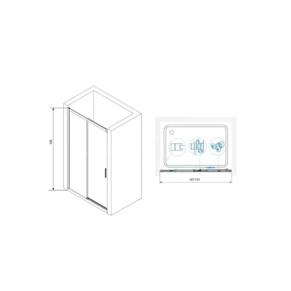 Душевая дверь в нишу RGW Leipzig Le-12B 150 см профиль черный, стекло прозрачное 34121215-14 (детальная фотография), современные, hi-tech