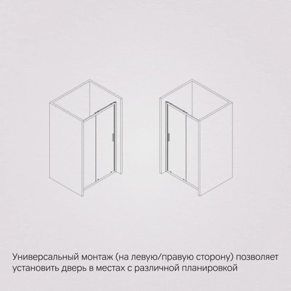 Душевая дверь в нишу AM.PM Gem Solo 100 см профиль черный стекло тонированное W90G-100-1-195BG (детальная фотография), современные, hi-tech