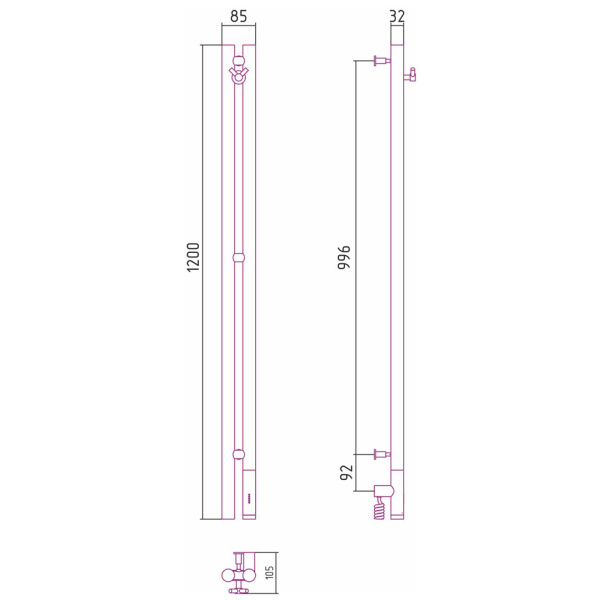 Полотенцесушитель электрический Сунержа Нюанс 3.0 8.5х120 см цинково-желтый 1018-5843-1253 (детальная фотография), современные, hi-tech