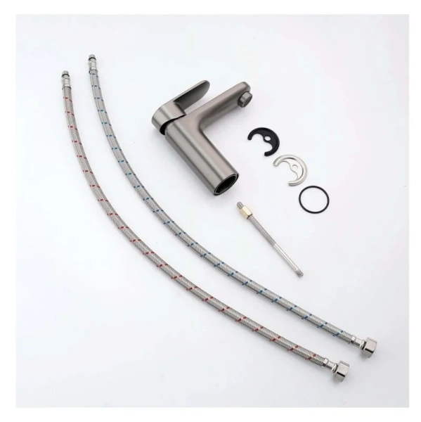 Смеситель для раковины Акватек Ника оружейная сталь AQ1810BGM (детальная фотография), современные, hi-tech