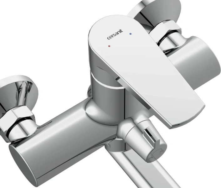 Смеситель для ванны Cersanit Moduo хром 64098 (детальная фотография), с поворотным изливом, с длинным изливом