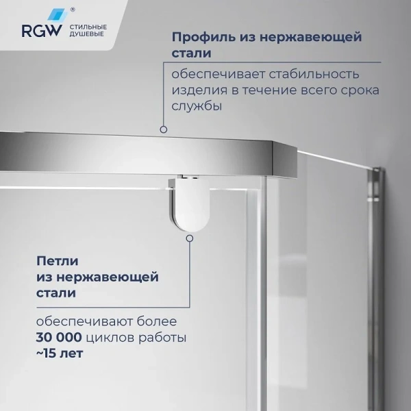 Душевой уголок RGW Passage PA-83 90х90 см профиль хром стекло прозрачное 78088399-11 (детальная фотография), хром