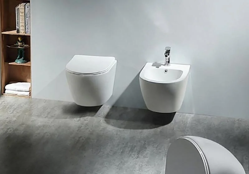 Унитаз подвесной Акватек Европа белый AQ1900T-00 (детальная фотография), с горизонтальным, прямым выпуском, с прямым выпуском