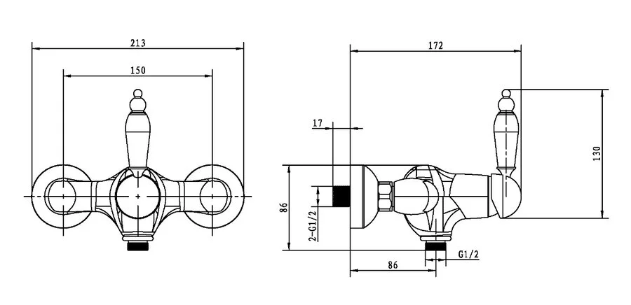 Смеситель для душа Boheme Crystal хром 264-CRST (детальная фотография), для душа