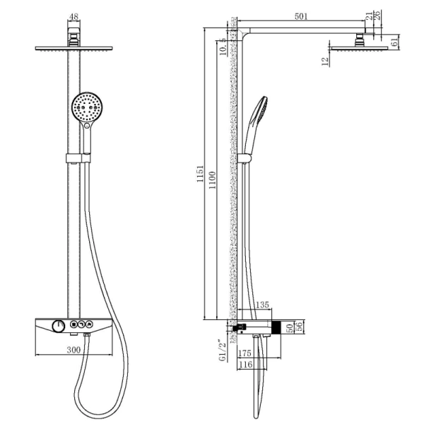 Схема (детальная фотография), с тропическим душем