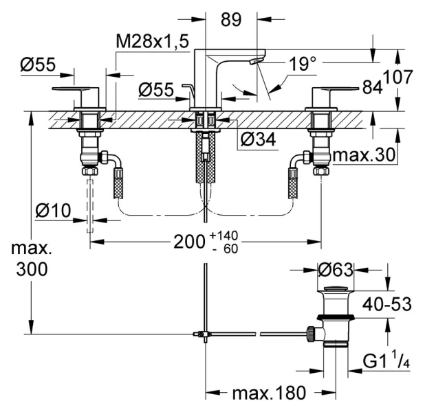 Смеситель для раковины Grohe Eurosmart Cosmopolitan 20187000 (детальная фотография), для раковины