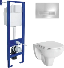 Унитаз с инсталляцией Berges Gamma клавиша хром глянец