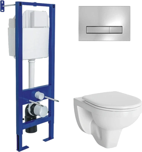 Унитаз с инсталляцией Berges Gamma клавиша хром глянец - фото 1