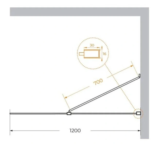 Душевая перегородка Cezares Liberta 120 см стекло бронза, профиль черный LIBERTA-L-1-TB-120-BR-NERO (детальная фотография), современные, hi-tech