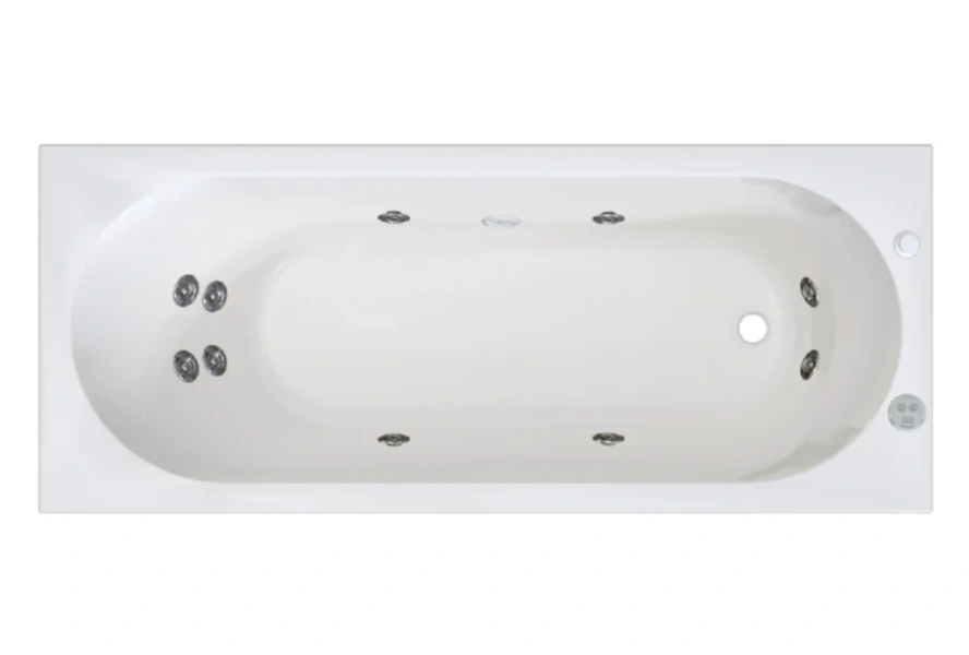 Акриловая ванна Радомир Вальс 1-01-2-0-1-336К, 170 х 70 см, каркас, фронтальный экран, сифон, слив-перелив автомат в комплекте, белая/хром (детальная фотография), без гидромассажа