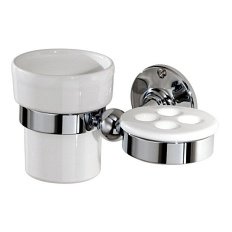 Держатель для зубных щёток и керамический стакан для ванной, цвет хром, Devon&Devon Cavendish