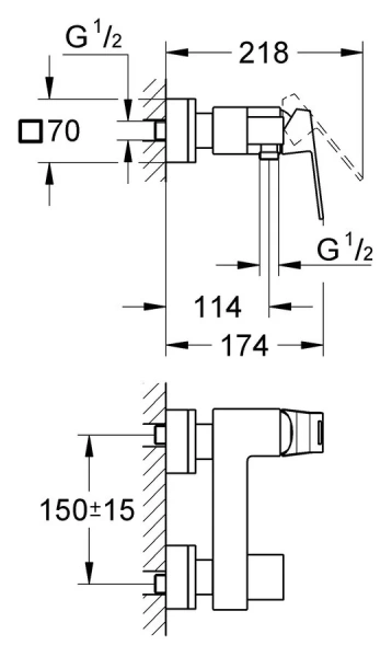 Смеситель для душа Grohe Eurocube 23145000 (детальная фотография), для душа