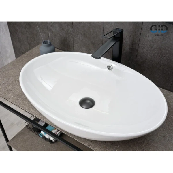 Раковина GID Lago N9007 64 см белая 51207 (детальная фотография), накладные (на столешницу)