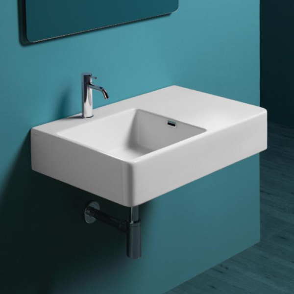 Раковина левая, цвет белый, Simas Lavabi d’arredo Quasar QU75S BI (детальная фотография), подвесные