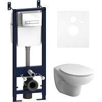 Унитаз с инсталляцией Am.Pm Sense с сиденьем микролифт и белой клавишей