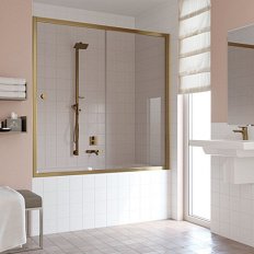 Душевая шторка на ванную профиль бронза стекло бронза Vegas-glass