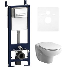 Унитаз с инсталляцией Am.Pm Sense с сиденьем микролифт и белой клавишей