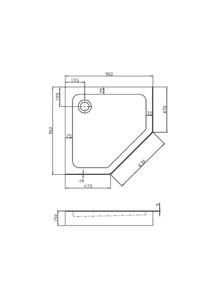 Душевой поддон Vincea 90х90 см пятиугольная VST-3AP-9090 (детальная фотография), недорогие