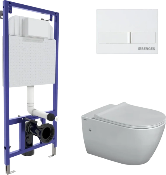 Унитаз с инсталляцией BERGES Novum кнопка белая 043266 (детальная фотография)