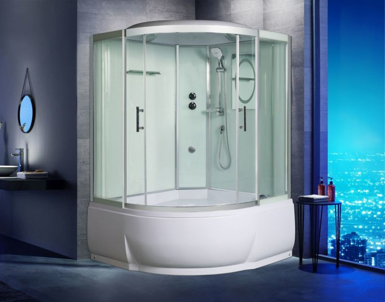 Душевая кабина WeltWasser WW500 135x135 см с сиденьем WW500 EMMER 13555-2 (детальная фотография), полукруглые, четверть круга