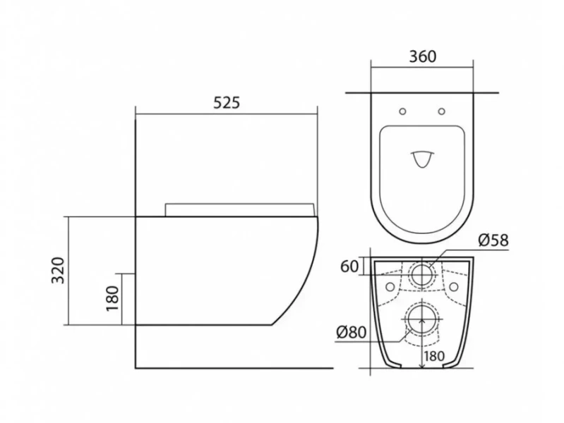 Унитаз подвесной Акватек Европа безободковый AQ1901-00 (детальная фотография), современные, hi-tech