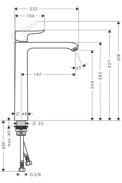 Смеситель для раковины Hansgrohe Metris 31184000 (детальная фотография), для раковины