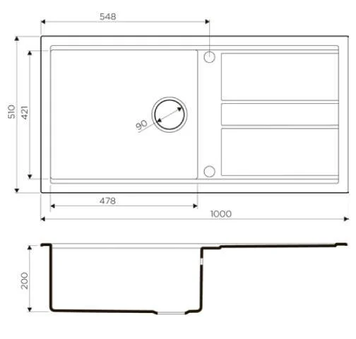 Мойка для кухни Omoikiri Kitagawa 100-GB 100 см графит 4993786 (детальная фотография), врезные