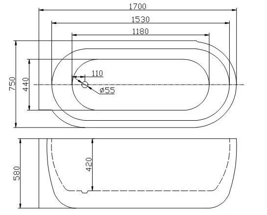 Ванна акриловая BelBagno 170х75 см левая BB11-1700L (детальная фотография), акриловые