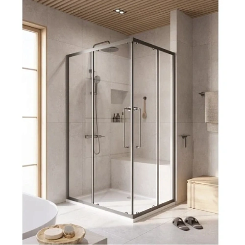 Душевой уголок Cezares Relax 120x90 см профиль оружейная сталь стекло прозрачное - фото 2
