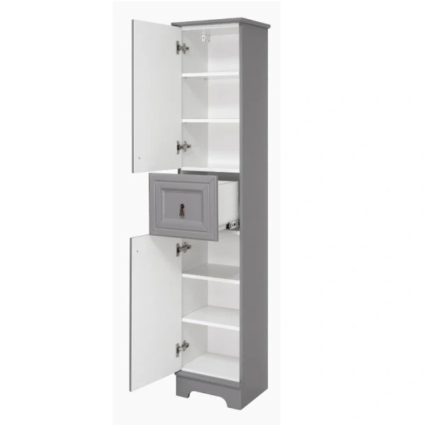 Шкаф-пенал напольный Misty Лувр 35 см серый правый П-Лвр04035-1504П (детальная фотография), окрашенные